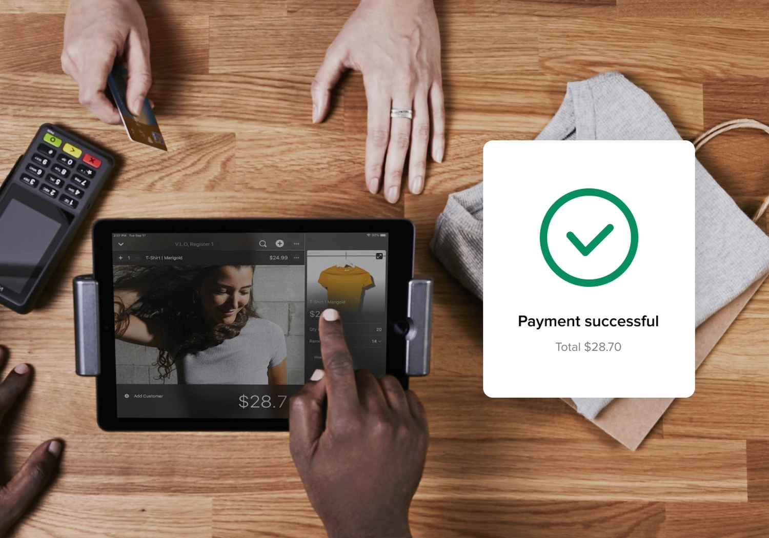 Kasse Südwest - Ce message confirme la réussite d'une transaction de paiement dans un restaurant ou un magasin.