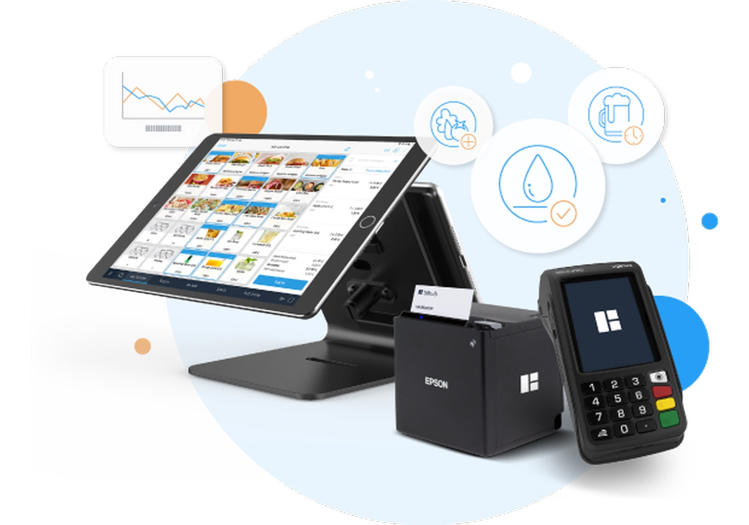 Kasse Südwest – Dieses Bild zeigt ein modernes Kassensystem (POS) mit Tablet-Bildschirm und Kartenleser.